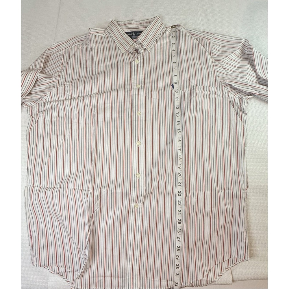 Ralph Lauren Yarmouth Shirt Mens 16 34 Red Blue Stripe Button Down Classic Fit - Picture 6 of 9